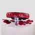 SiaLinda Premium lamb and cowhide leather collar red black with glitter - Made in Italy